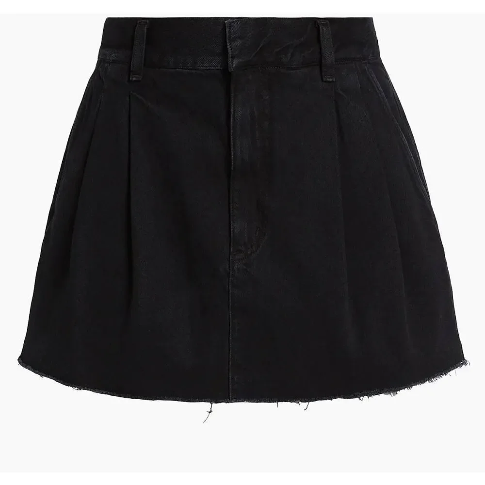 AGOLDE Becker Denim Mini Skirt 34 US 14/16 Black Pleated Y2K‎